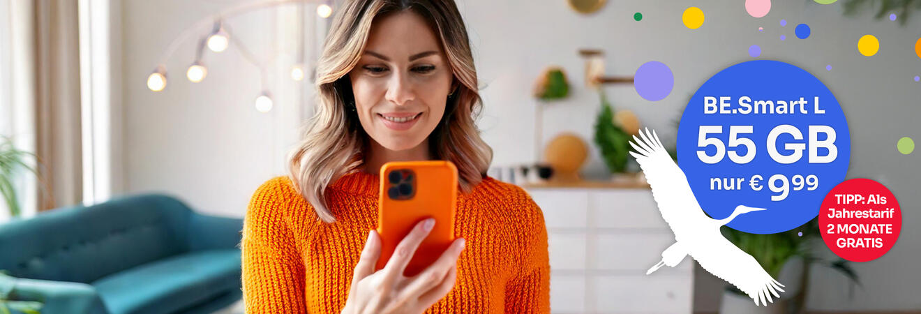 Die perfekte Leistung für dein Smartphone mit 55 GB Datenvolumen • Jetzt auch als günstigen Jahrestarif!